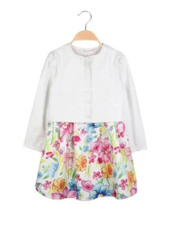 Completo Da Bambina Con Vestito + Giacca - Bianco