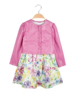 Completo Da Bambina Con Vestito + Giacca - Fucsia
