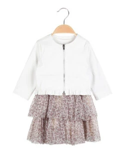 Completo Da Neonata Con Vestito + Giacca - Bianco