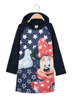 Disney Minnie Felpa Vestito Lunga Da Bambina In Cotone Felpato - Blu Scuro