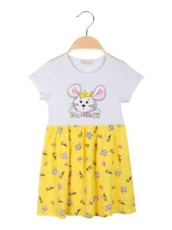 Vestito A Manica Corta Da Bambina - Giallo
