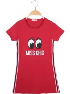 Vestito A Maniche Corte Con Stampa - Rosso