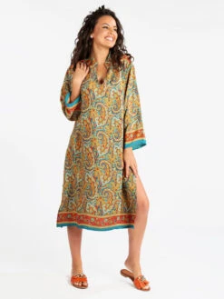 Vestito A Tunica In Seta Con Stampe - Rosso