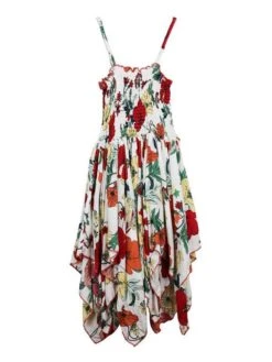 Vestito Bambina Asimmetrico Con Spalline - Bianco