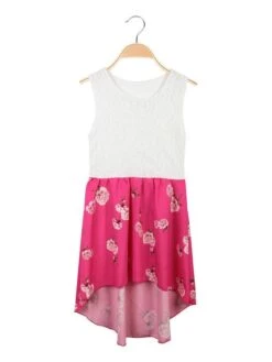 Vestito Bambina Con Pizzo - Fucsia