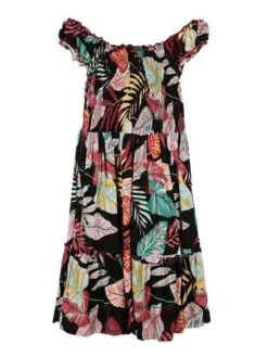 Vestito Bambina In Cotone Manica Corta - Nero