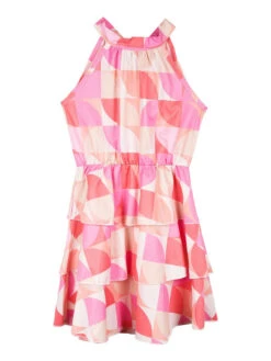 Vestito Colorato Da Bambina Accollato - Rosa