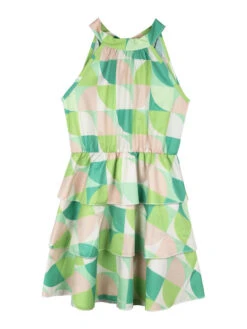 Vestito Colorato Da Bambina Accollato - Verde
