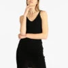 Vestito Corto Donna In Maglia A Costine - Nero