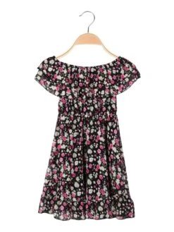 Vestito Da Bambina A Fiori - Nero