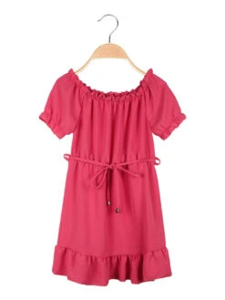 Vestito Da Bambina A Maniche Corte - Corallo