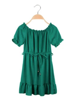 Vestito Da Bambina A Maniche Corte - Verde