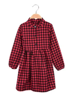 Vestito Da Bambina A Quadretti - Rosso