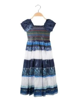 Vestito Da Bambina Con Maniche A Palloncino - Blu