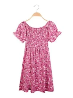 Vestito Da Bambina Margherite A Maniche Corte - Lilla