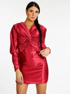 Vestito Da Donna Drappeggiato - Bordeaux