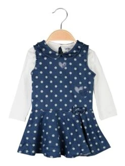 Vestito Da Neonata A Pois Con Maglietta - Bianco