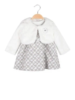 Vestito Da Neonata Con Ecopelliccia - Grigio