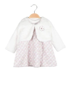 Vestito Da Neonata Con Ecopelliccia - Rosa