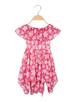 Vestito Da Neonata Con Stampa Fiori - Fucsia