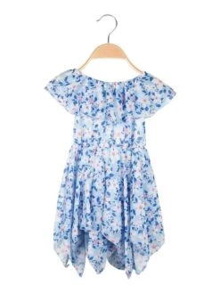 Vestito Da Neonata Con Stampa Fiori - Azzurro