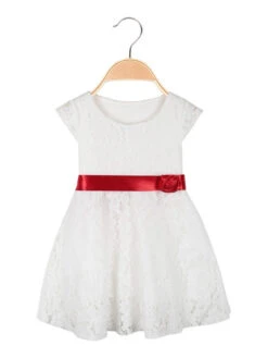 Vestito Da Neonata In Pizzo - Rosso