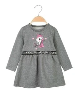 Vestito Da Neonata Manica Lunga Con Interno Caldo Cotone - Grigio