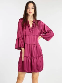 Vestito Donna A Balze - Bordeaux