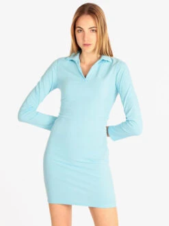 Vestito Donna Con Colletto - Azzurro