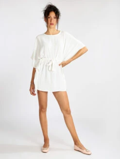 Vestito Donna Con Maniche A Pipistrello - Bianco