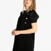 Vestito Donna Con Maniche Corte A Palloncino - Nero