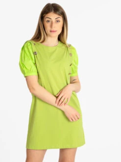 Vestito Donna Con Maniche Corte A Palloncino - Limone