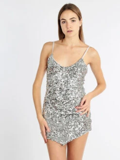 Vestito Donna Con Paillettes - Argento