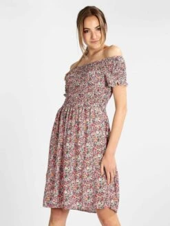 Vestito Donna Floreale A Maniche Corte - Azzurro