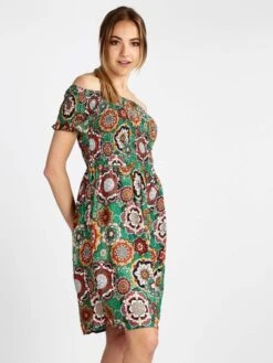 Vestito Donna In Cotone A Maniche Corte - Verde