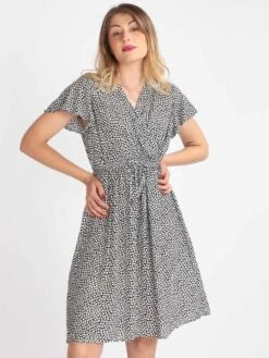 Vestito Donna In Cotone A Maniche Corte - Nero