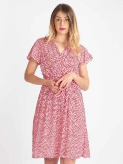 Vestito Donna In Cotone A Maniche Corte - Rosso