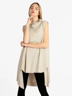 Vestito Donna In Cotone Modello Oversize - Sabbia
