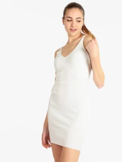 Vestito Donna In Maglia A Costine - Bianco