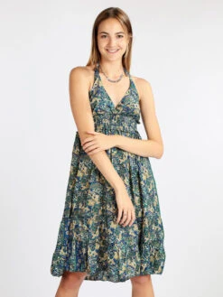 Vestito Donna In Seta Accollato - Verde