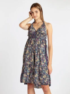 Vestito Donna In Seta Accollato - Viola