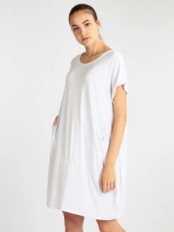 Vestito Donna Oversize Con Tasche - Bianco