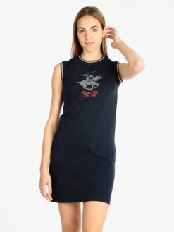 POLO CLUB Vestito Donna Smanicato In Cotone - Blu Scuro