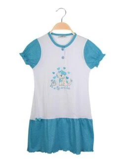 Vestito In Cotone A Maniche Corte - Bianco