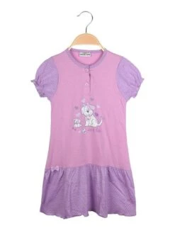 Vestito In Cotone A Maniche Corte - Lilla