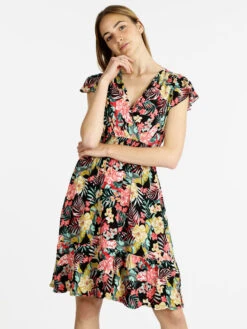 Vestito Leggero Donna A Fiori - Nero
