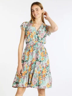 Vestito Leggero Donna A Fiori - Verde Chiaro