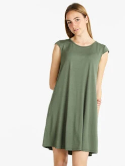 Vestito Leggero Donna A Maniche Corte - Oliva