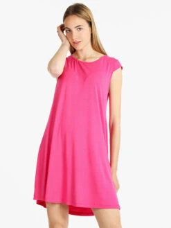 Vestito Leggero Donna A Maniche Corte - Fucsia