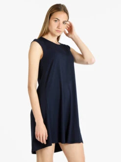 Vestito Leggero Donna A Maniche Corte - Blu Scuro